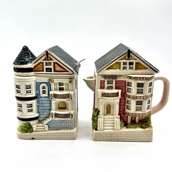 Other - Vintage Otagiri Japan Victorian House Creamer Sugar Hand-Painted Ceramic Set